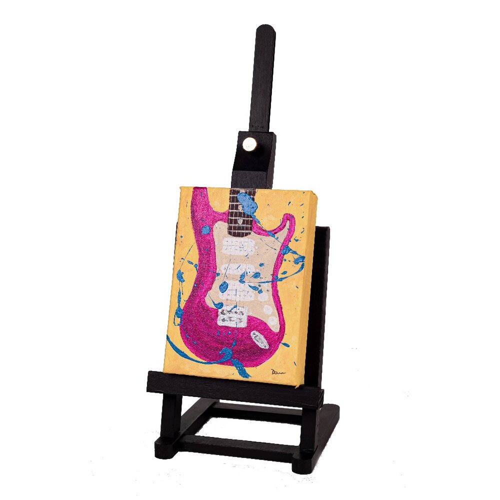 Orig Painting w/Easel "Electric Guitar in Magenta Abstract I" by Dawn M. Wayand